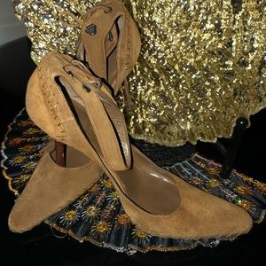 GUCCI Brown Suede Tie Ankle Heels